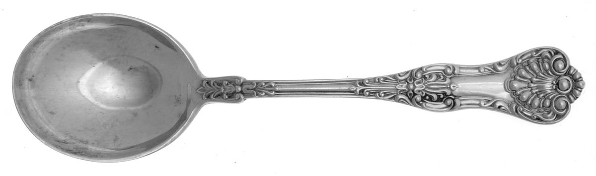 Queens (Sterling) Round Bowl Soup Spoon (Gumbo) by Roden Brothers Ltd.-1