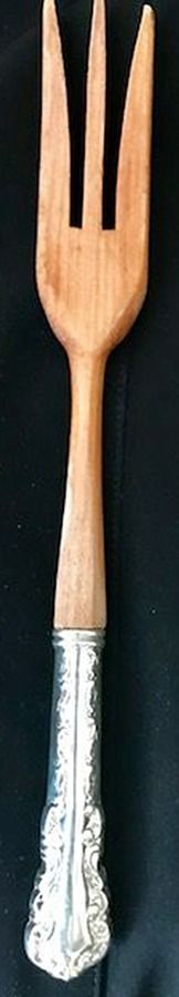 Louis XV (Sterling) Salad Serving Fork with Wooden Prongs by Roden Brothers Ltd.-1