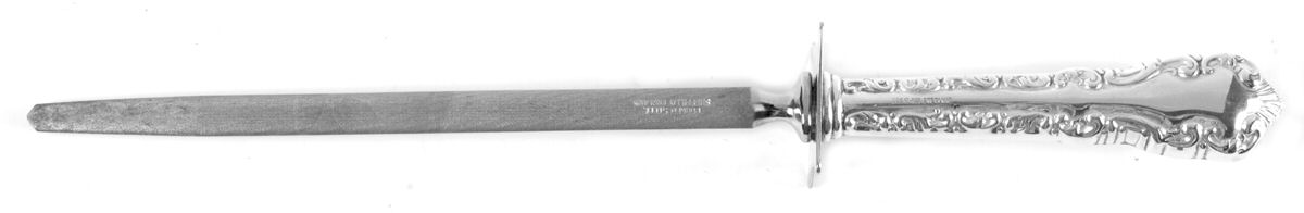 Louis XV (Sterling) Large Roast Steel Rod Knife Sharpener by Roden Brothers Ltd.-1