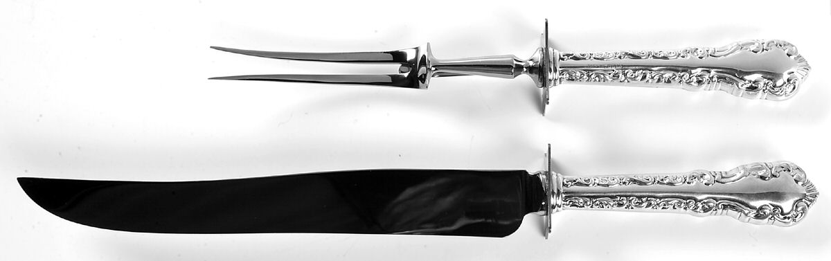 Louis XV (Sterling) Large 2-Piece Roast Carving Set w/Stainless Blade by Roden Brothers Ltd.-1