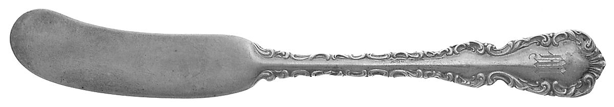 Louis XV (Sterling) Monogram Flat Handle Butter Spreader by Roden Brothers Ltd.-1