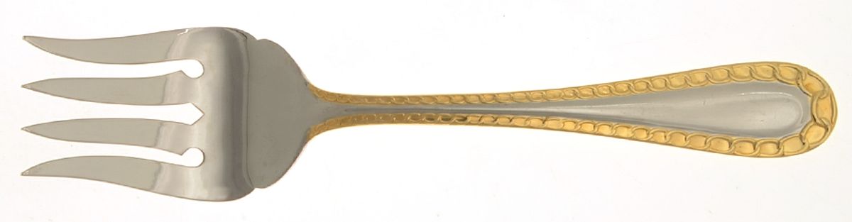 Anneau D'Or Gold (Stainless) Medium Solid Cold Meat Serving Fork by Retroneu-1