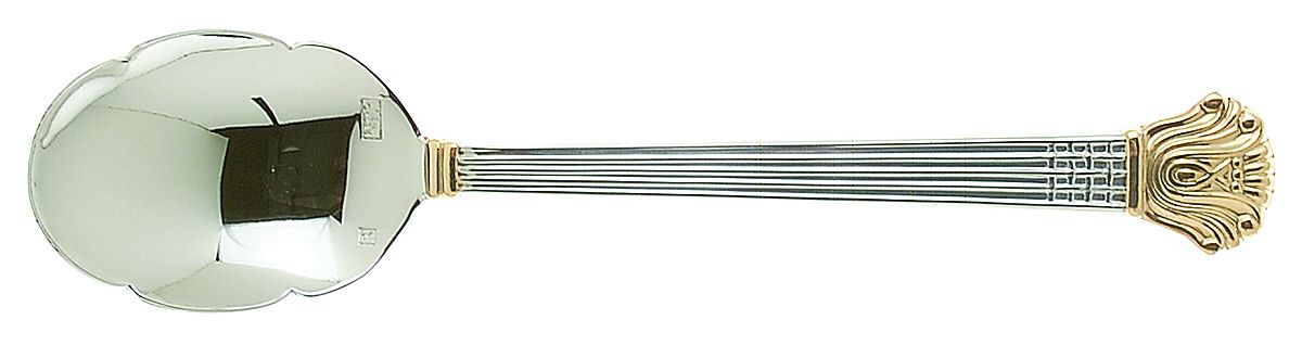Avignon (Stainless, Gold Accent) Sugar Shell Spoon by Retroneu-1