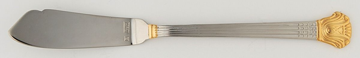 Avignon (Stainless, Gold Accent) Flat Handle Master Butter Knife by Retroneu-1