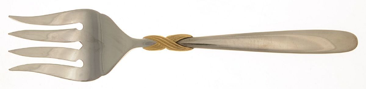 Braid-Gold Accent (Stainless) Medium Solid Cold Meat Serving Fork by Retroneu-1