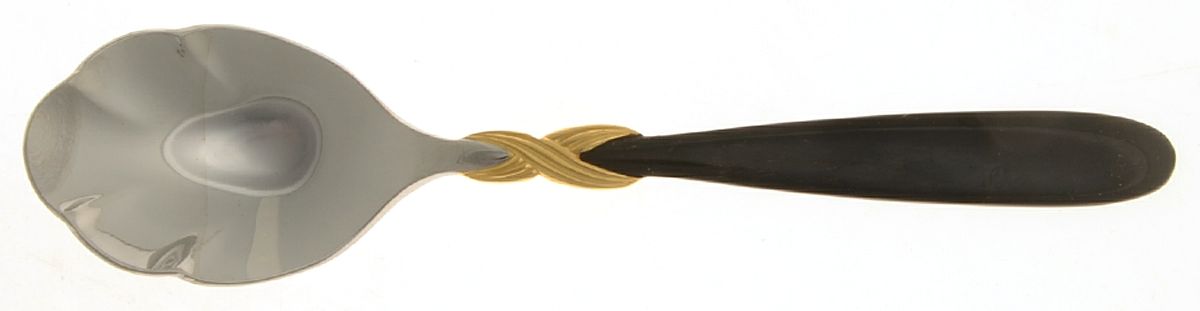 Braid-Onyx (Stainless, Onyxhdl, Gold Accent) Sugar Shell Spoon by Retroneu-1