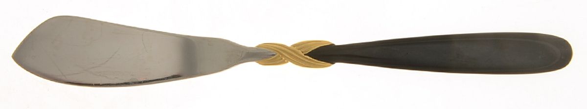 Braid-Onyx (Stainless, Onyxhdl, Gold Accent) Flat Handle Master Butter Knife by Retroneu-1