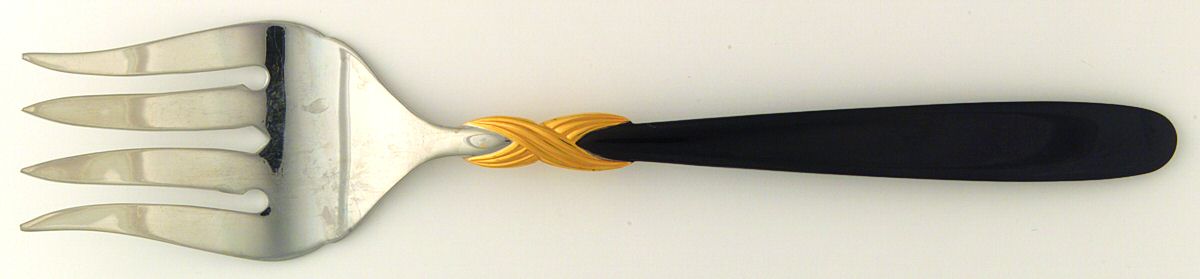 Braid-Onyx (Stainless, Onyxhdl, Gold Accent) Solid Serving Fork by Retroneu-1
