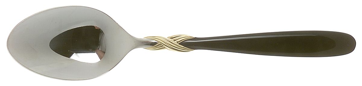 Braid-Onyx (Stainless, Onyxhdl, Gold Accent) Place/Oval Soup Spoon by Retroneu-1