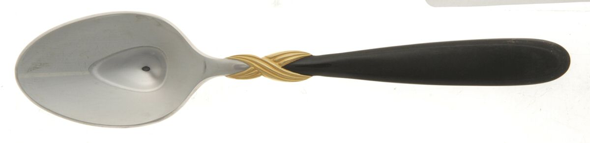 Braid-Onyx (Stainless, Onyxhdl, Gold Accent) Teaspoon by Retroneu-1