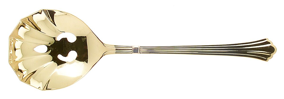 Century Gold (Electroplate) Pierced Solid Serving Spoon by Retroneu-1