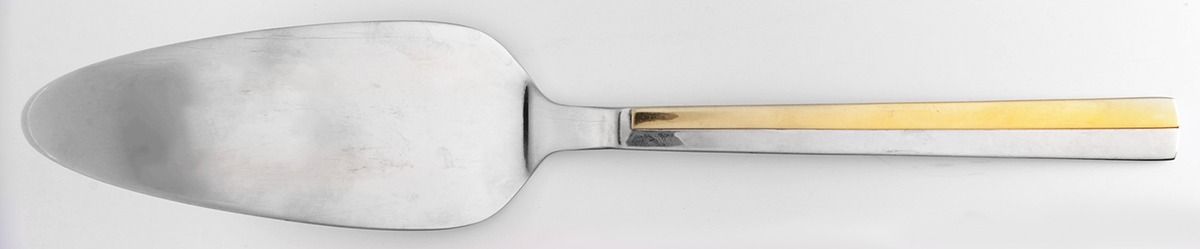 Center Stage (Stainless, Gold Accent) All Stainless Pie Server by Retroneu-1