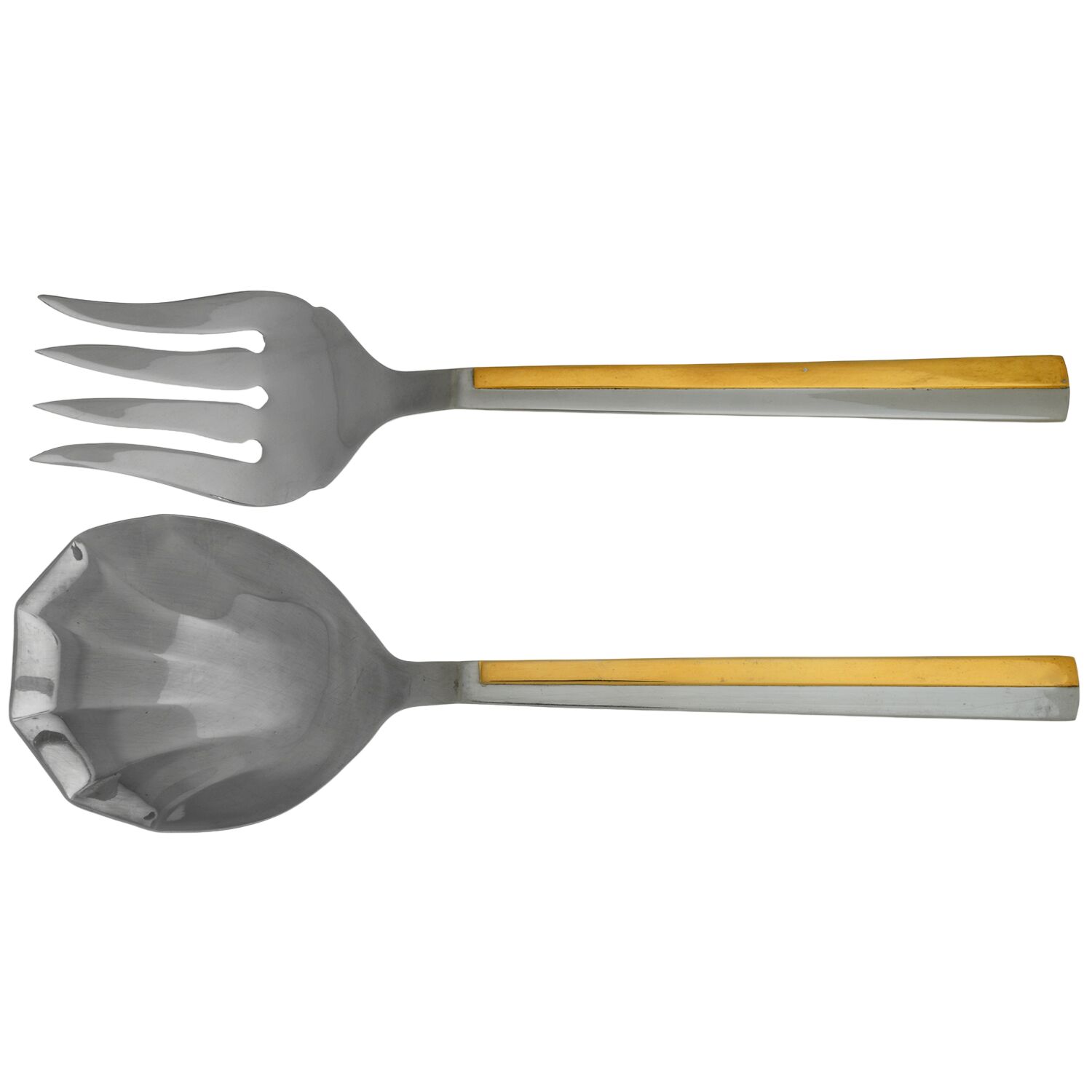 Center Stage (Stainless, Gold Accent) Solid Serving Set by Retroneu-1