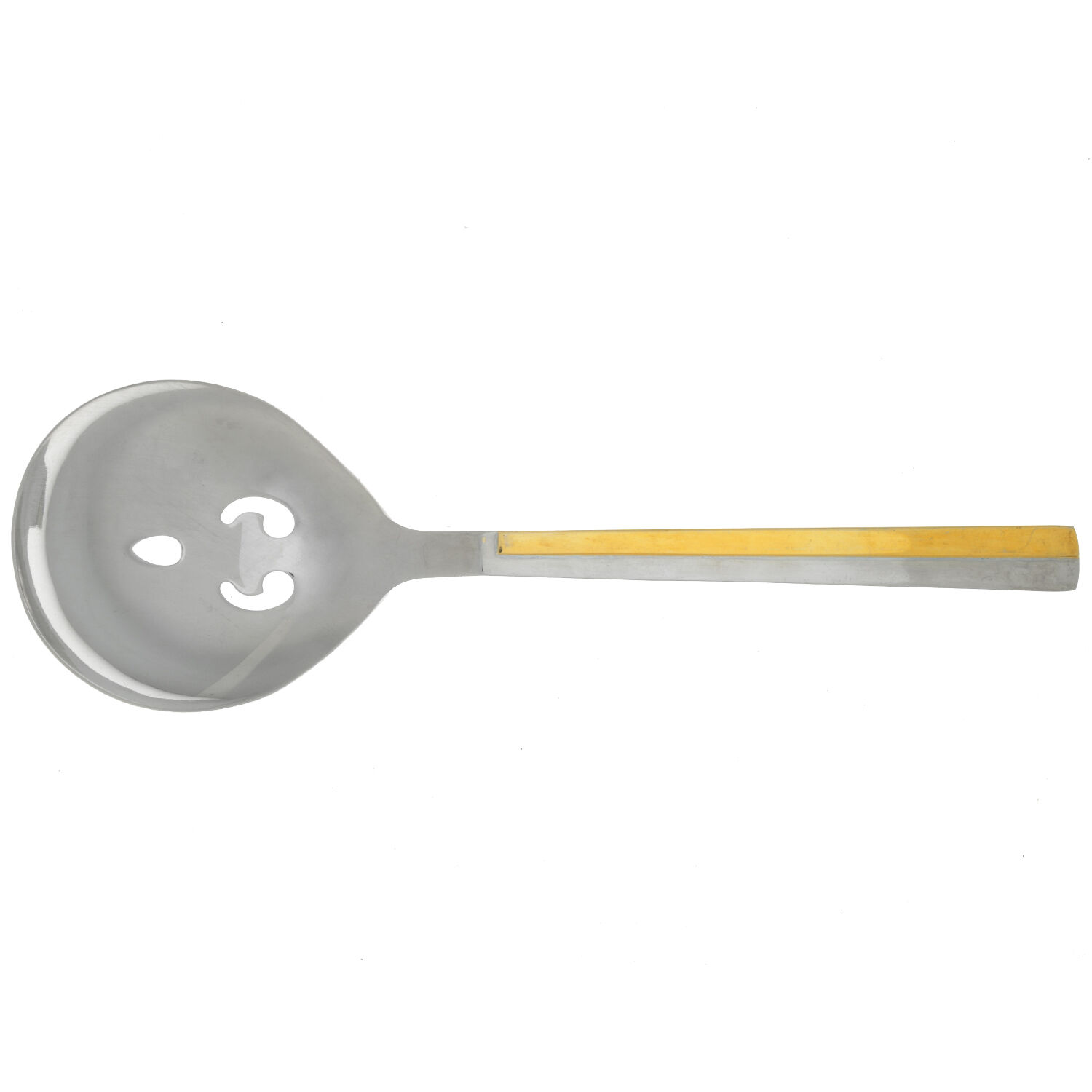 Center Stage (Stainless, Gold Accent) Pierced Solid Serving Spoon by Retroneu-1