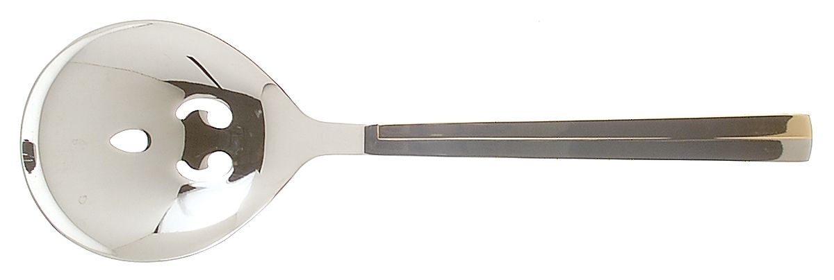 Center Stage (Stainless, Gold Accent) Pierced Solid Serving Spoon by Retroneu-1