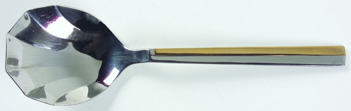 Center Stage (Stainless, Gold Accent) Solid Serving Spoon by Retroneu-1