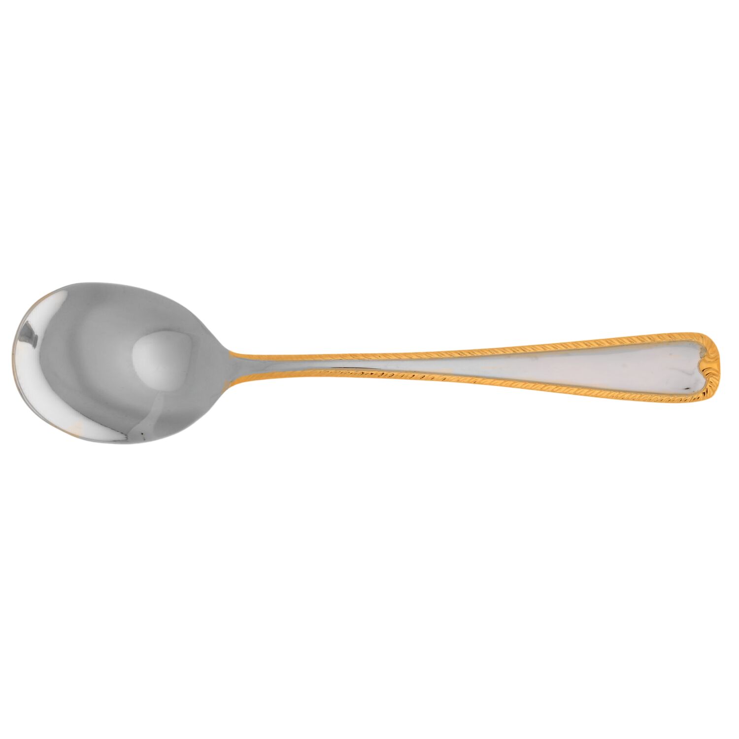 Claridge Gold (Stainless, Gold Acct) Round Bowl Soup Spoon (Cream Soup) HC by Retroneu-1