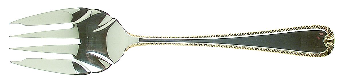 Claridge Gold (Stainless, Gold Acct) Solid Serving Fork by Retroneu-1