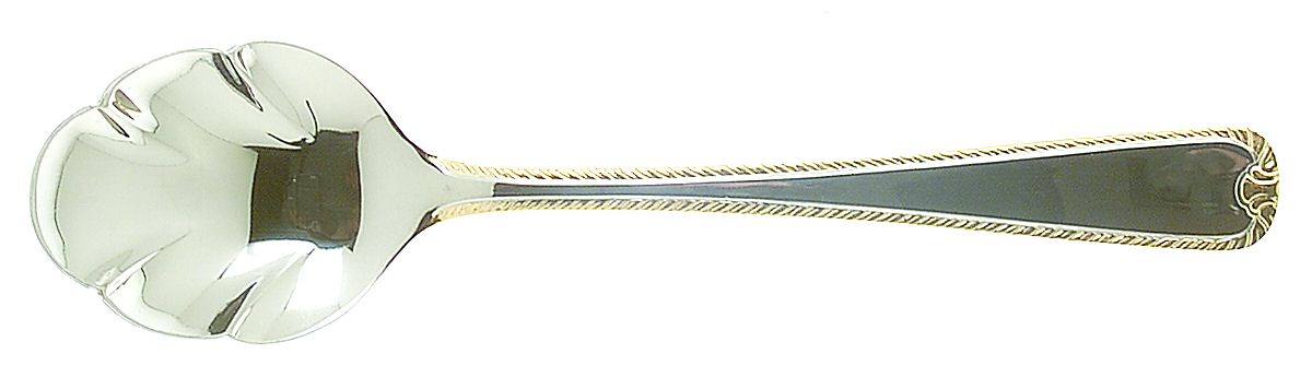 Claridge Gold (Stainless, Gold Acct) Sugar Shell Spoon by Retroneu-1