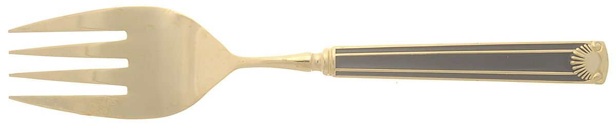 Cloisonee Shell-Black Medium Solid Cold Meat Serving Fork by Retroneu-1