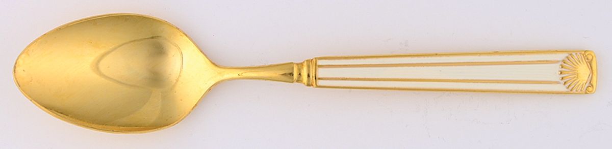 Cloisonee Shell-White Teaspoon by Retroneu-1
