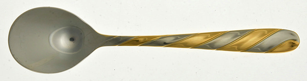 Concerto (Stainless, Gold Accent) Sugar Shell Spoon by Retroneu-1