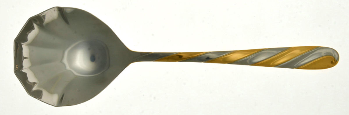 Concerto (Stainless, Gold Accent) Solid Serving Spoon by Retroneu-1