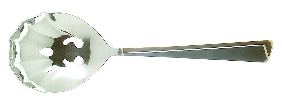 Concept (Stainless-Gold Accent) Pierced Solid Serving Spoon by Retroneu-1