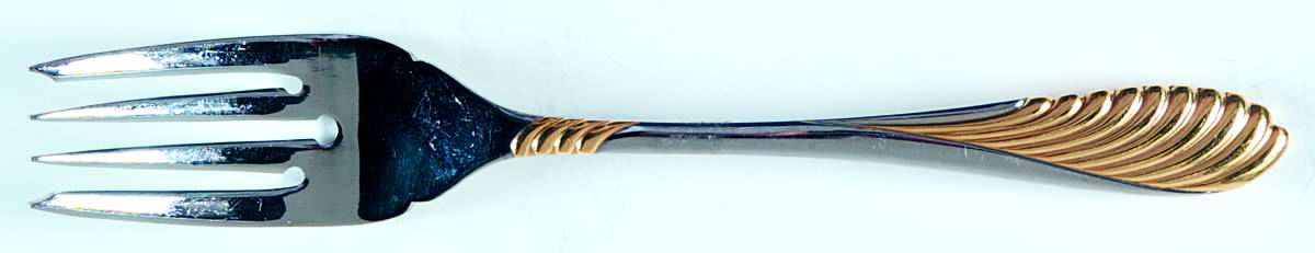 Coqui (Stainless, Gold Accent) Individual Salad Fork by Retroneu-1