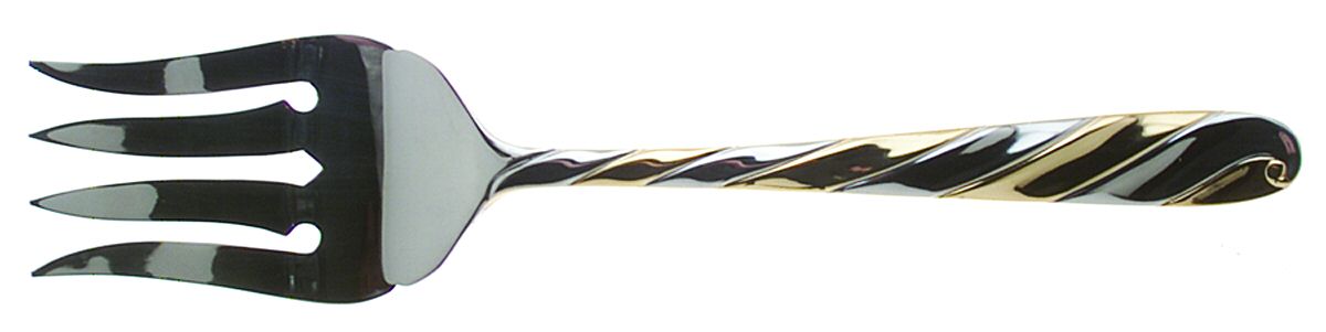 Diagonal-Gold (Stainless, Gold Accent) Medium Solid Cold Meat Serving Fork by Retroneu-1