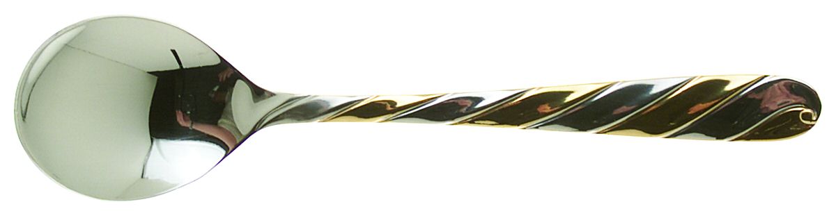 Diagonal-Gold (Stainless, Gold Accent) Sugar Spoon by Retroneu-1