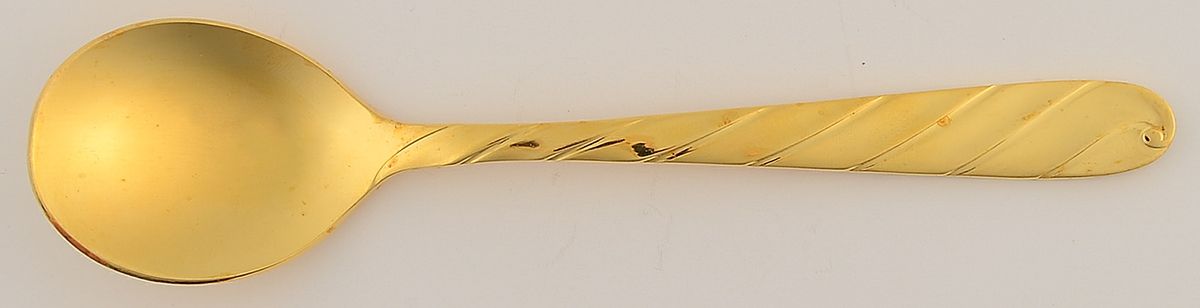 Diagonal Gold (Gold Electroplate) Sugar Spoon by Retroneu-1