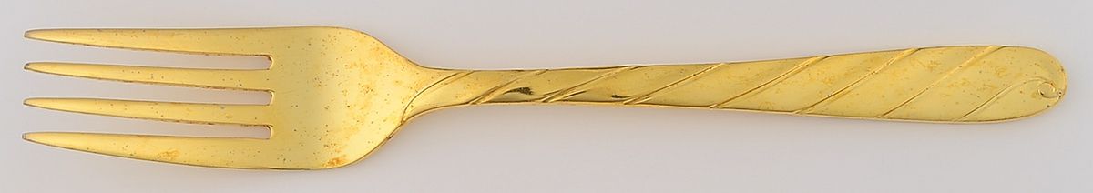 Diagonal Gold (Gold Electroplate) Individual Salad Fork by Retroneu-1