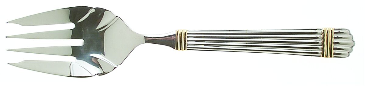 Esprit-Gold (Stainless, Gold Accent, 5 Ribs) Solid Serving Fork by Retroneu-1