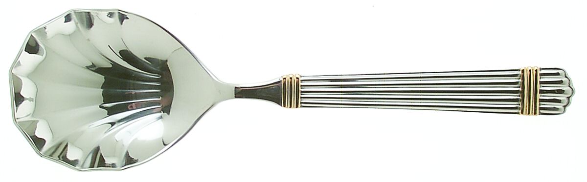 Esprit-Gold (Stainless, Gold Accent, 5 Ribs) Solid Serving Spoon by Retroneu-1