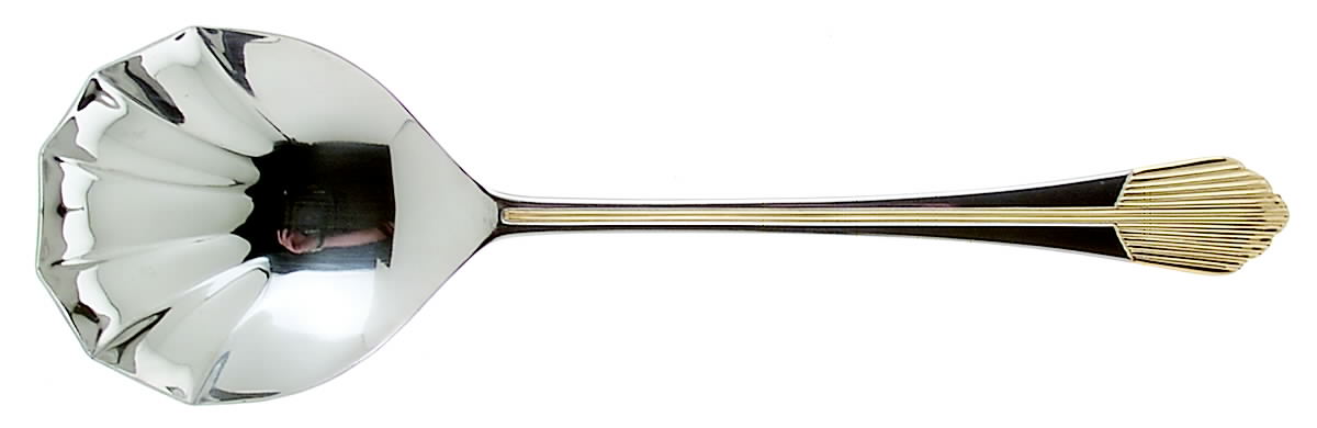 Flare (Stainless-Gold Accent) Solid Serving Spoon by Retroneu-1