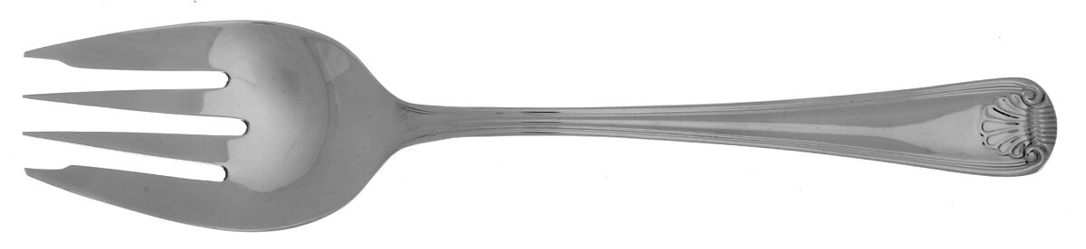 Hampton Shell (Stainless, Gold Accent) Medium Solid Cold Meat Serving Fork by Retroneu-1
