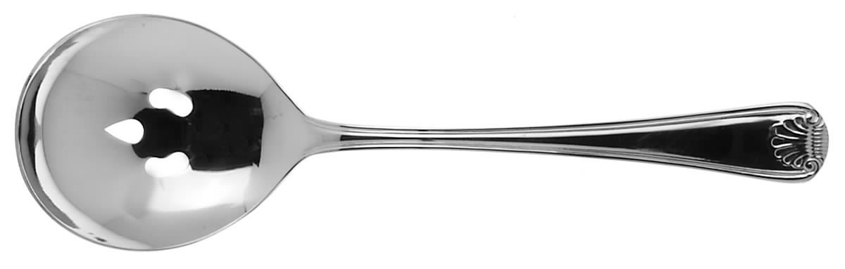 Hampton Shell (Stainless) Pierced Solid Serving Spoon by Retroneu-1