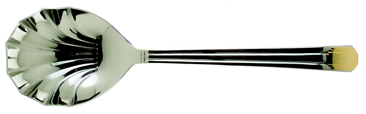 Ile De France (Stainless-Gold Accent) Solid Serving Spoon by Retroneu-1