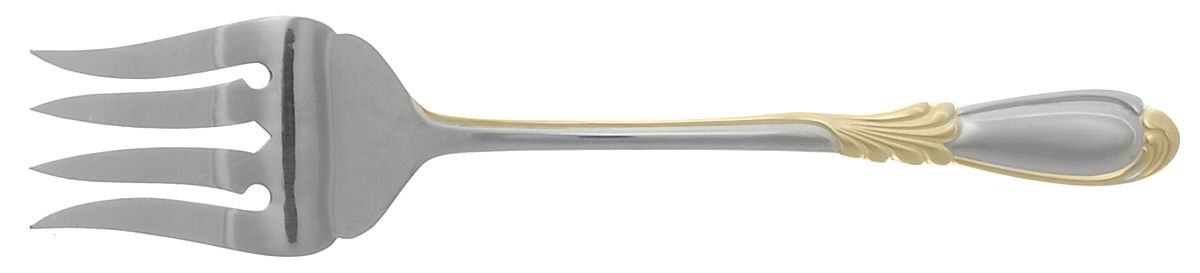 Linda (Stainless-Gold Accent) Solid Serving Fork by Retroneu-1