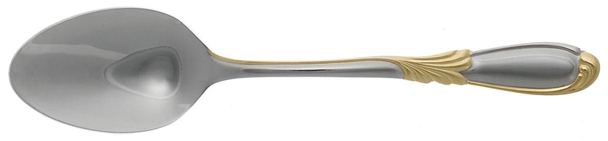 Linda (Stainless-Gold Accent) Place/Oval Soup Spoon by Retroneu-1