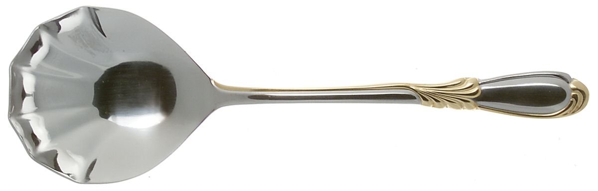 Linda (Stainless-Gold Accent) Solid Serving Spoon by Retroneu-1