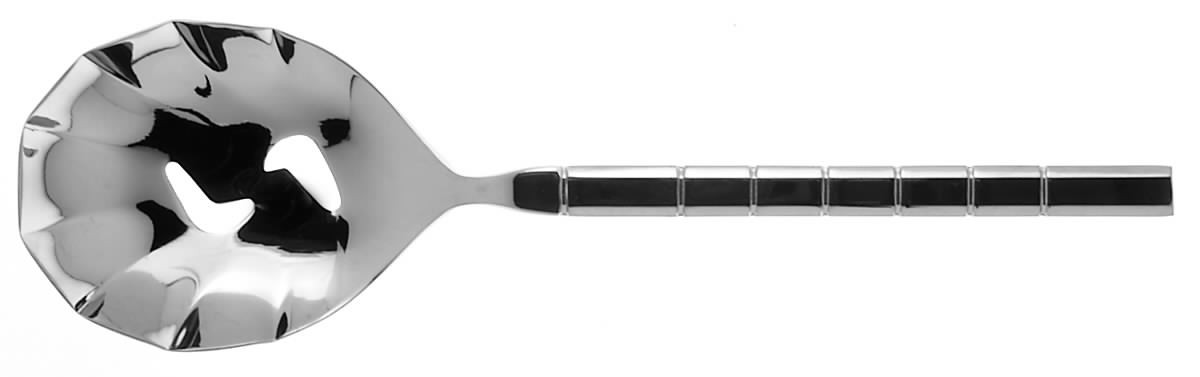 Linear (Stainless) Pierced Solid Serving Spoon by Retroneu-1