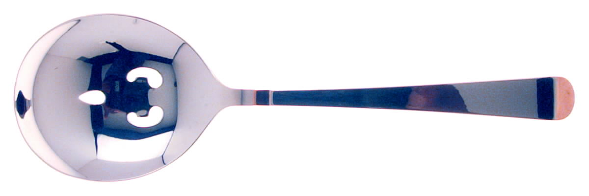 Melage-Gold (Stainless, Gold Accent) Pierced Solid Serving Spoon by Retroneu-1