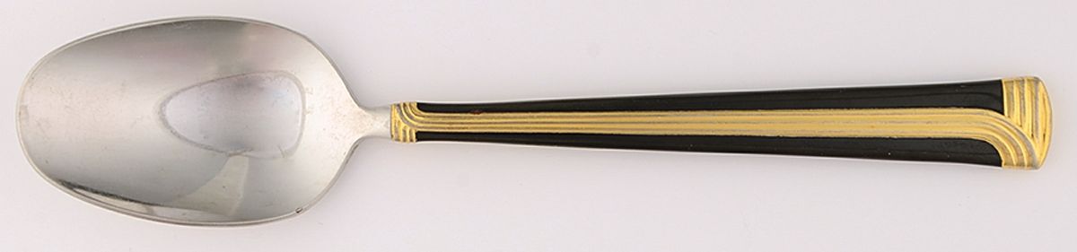 Noir d'Or (Stainless, Black-Gold Accent) Place/Oval Soup Spoon by Retroneu-1