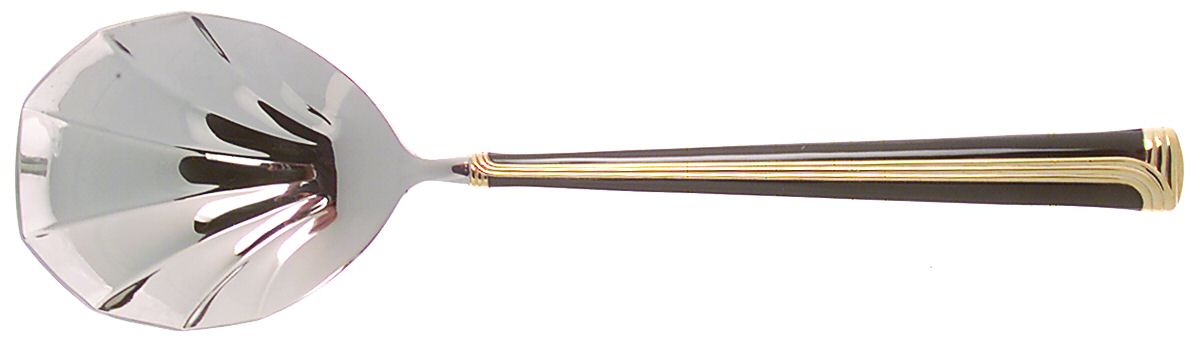 Noir d'Or (Stainless, Black-Gold Accent) Solid Serving Spoon by Retroneu-1