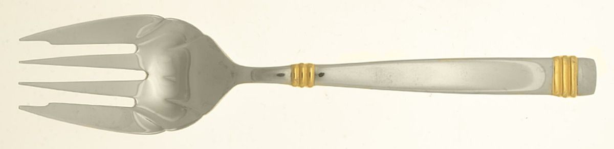 Orion (Stainless-Gold Accent) Solid Serving Fork by Retroneu-1