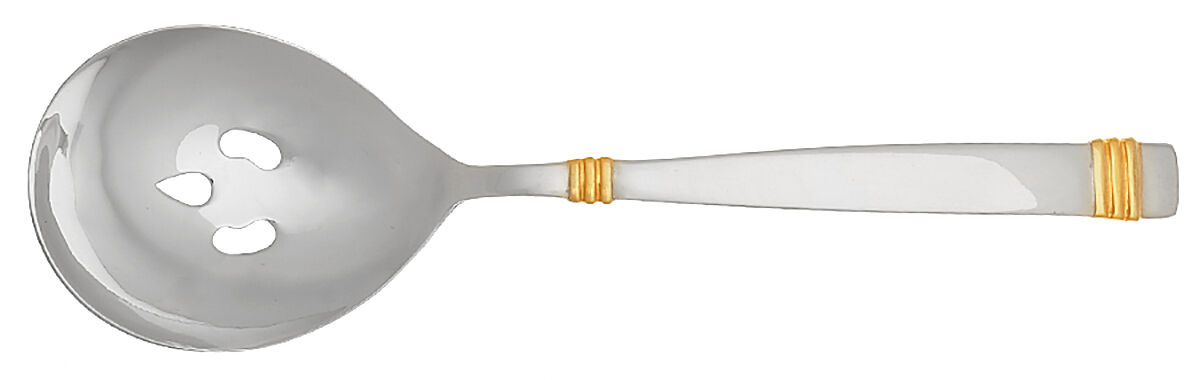 Orion (Stainless-Gold Accent) Pierced Tablespoon (Serving Spoon) by Retroneu-1