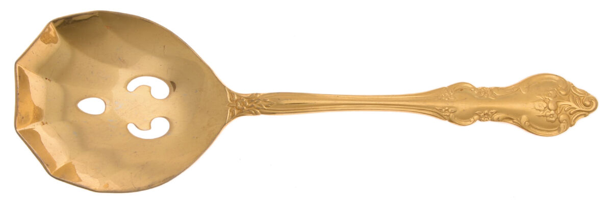 Paloma (Gold Electroplate) Pierced Solid Serving Spoon by Retroneu-1