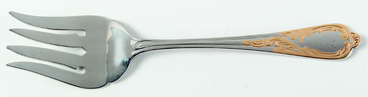 Pegasus Gold (Stainless) Medium Solid Cold Meat Serving Fork by Retroneu-1